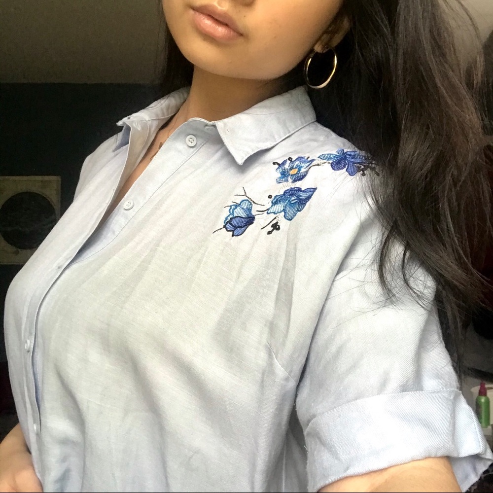 Topshop Tiger Embroidered Button Up 🐅